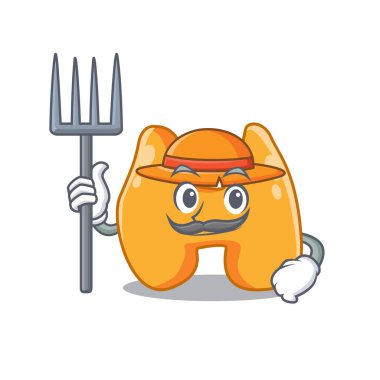 Tiroid maskot tasarımı şapka takan bir çiftçi olarak çalışıyor.