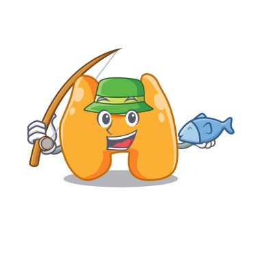 Tiroidin çizgi film tasarım stili balığa gidiyor