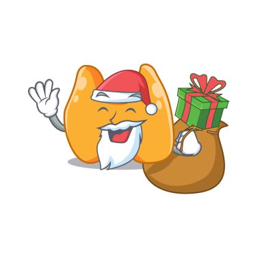 Tiroid Noel Baba 'nın Noel hediyesini taşıyan çizgi film tasarımı