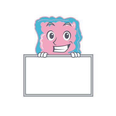 Bağırsak çizgi film tasarımı bir tahtanın arkasında duruyor