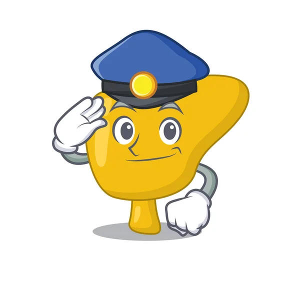 Офицер полиции нарисовал печень в синей шляпе — стоковый вектор