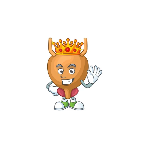 O rei carismático da bexiga desenho animado personagem vestindo coroa de ouro — Vetor de Stock