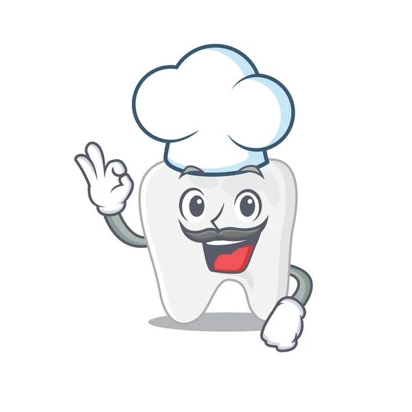 Talento dente chef disegno cartone animato indossando cappello da chef — Vettoriale Stock