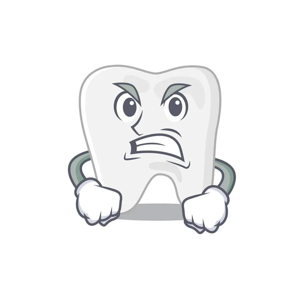 Een cartoon foto van de tand toont een boos gezicht — Stockvector