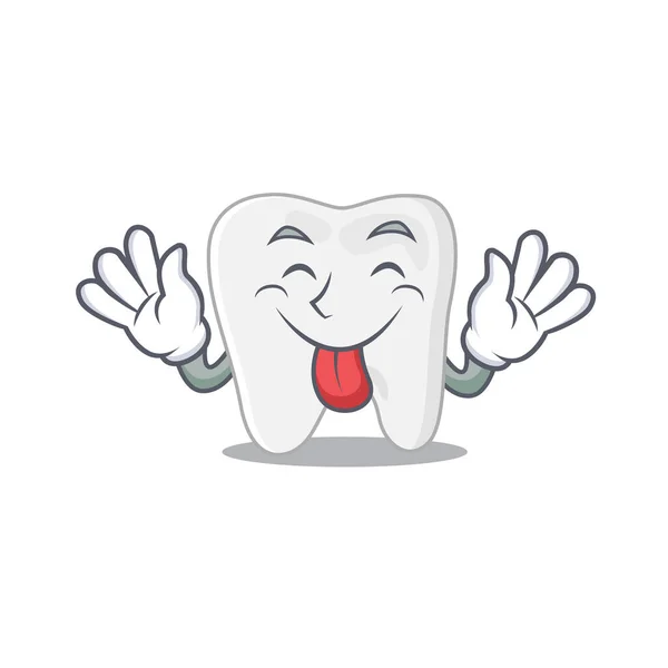 Funny tooth cartoon design with tongue out face — Stock Vector