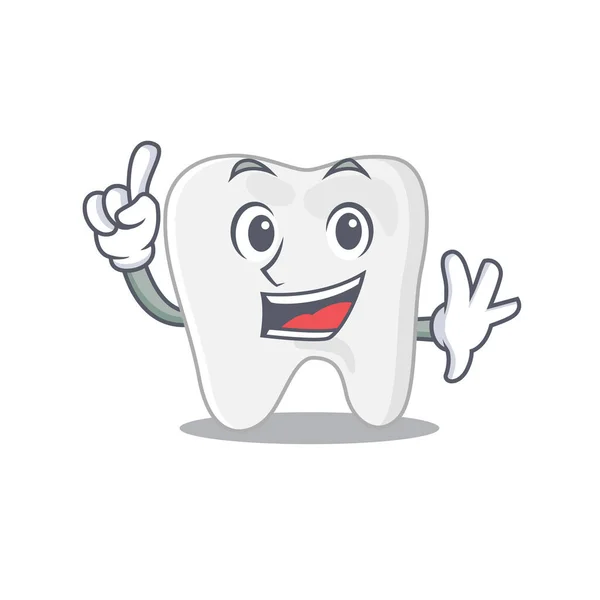 Stile di design caricatura dei denti con un gesto del dito — Vettoriale Stock