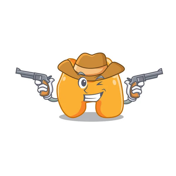 Personagem de desenho animado cowboy da tireóide com armas — Vetor de Stock