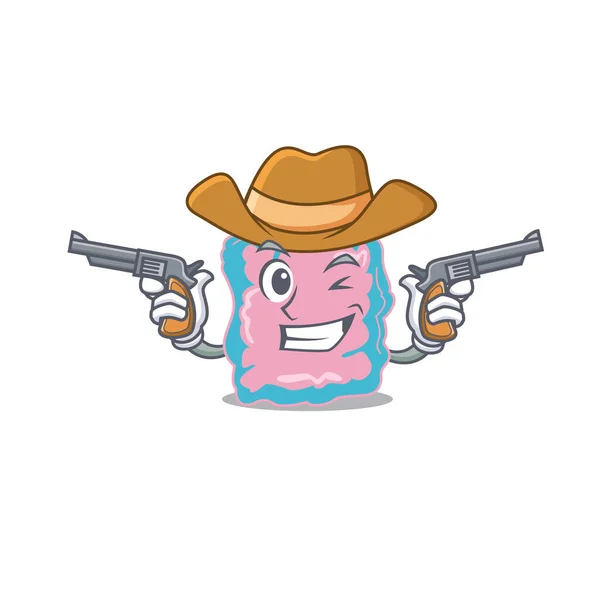 Cartoon character cowboy of intestine with guns — Stock Vector