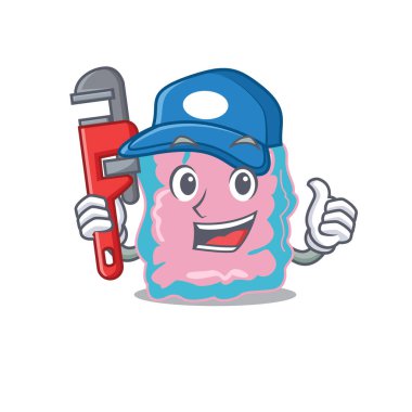 karikatür karakteri tasarımı bir tesisatçı olarak bağırsak aracı ile