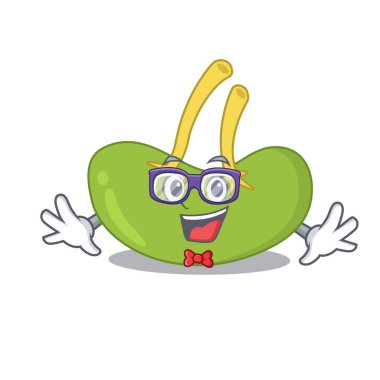 Tuhaf gözlükler takan inek bir dalağın çizimi. Vektör illüstrasyonu