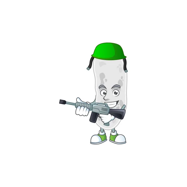 Una Imagen Diseño Mascotas Gemmatimonadetes Como Ejército Dedicado Con Pistola — Vector de stock