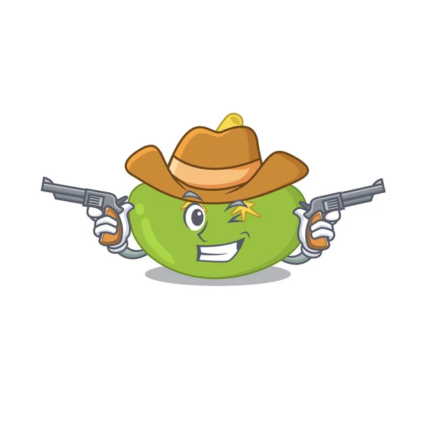 Personagem Desenho Animado Cowboy Baço Com Armas Ilustração Vetorial —  Vetores de Stock