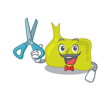 Yetenekli berber olarak hipofiz çizgi film karakteri tasarımı. Vektör illüstrasyonu