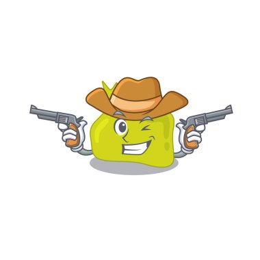 Çizgi film karakteri, silahlı hipofiz kovboyu. Vektör illüstrasyonu