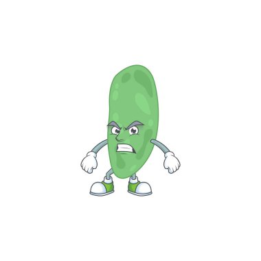 Kızgın yüzünü gösteren termos termophilus karikatürü. Vektör illüstrasyonu