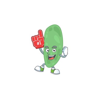 Kırmızı köpük parmaklı Thermus termophilus çizgi film karakteri tasarımı. Vektör illüstrasyonu