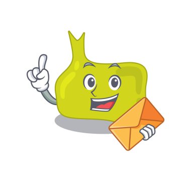 Kahverengi zarflı neşeli bir hipofiz tasarımı resmi. Vektör illüstrasyonu