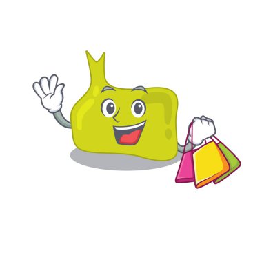 Alışveriş torbaları olan zengin hipofiz karakteri. Vektör illüstrasyonu