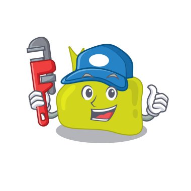 Hipofiz bezi, aletli bir tesisatçı olarak dizayn edilmiş çizgi film karakteri. Vektör illüstrasyonu