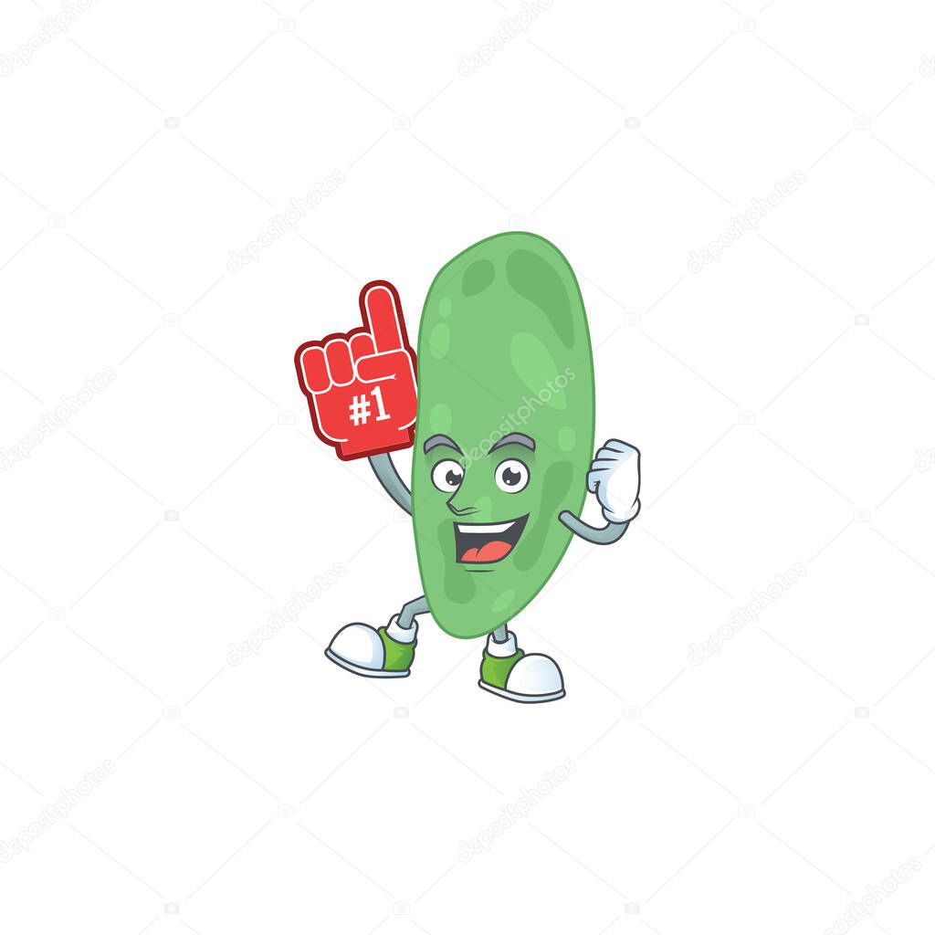 Thermus thermophilus Cartoon character design style with a red foam finger. Vector illustration