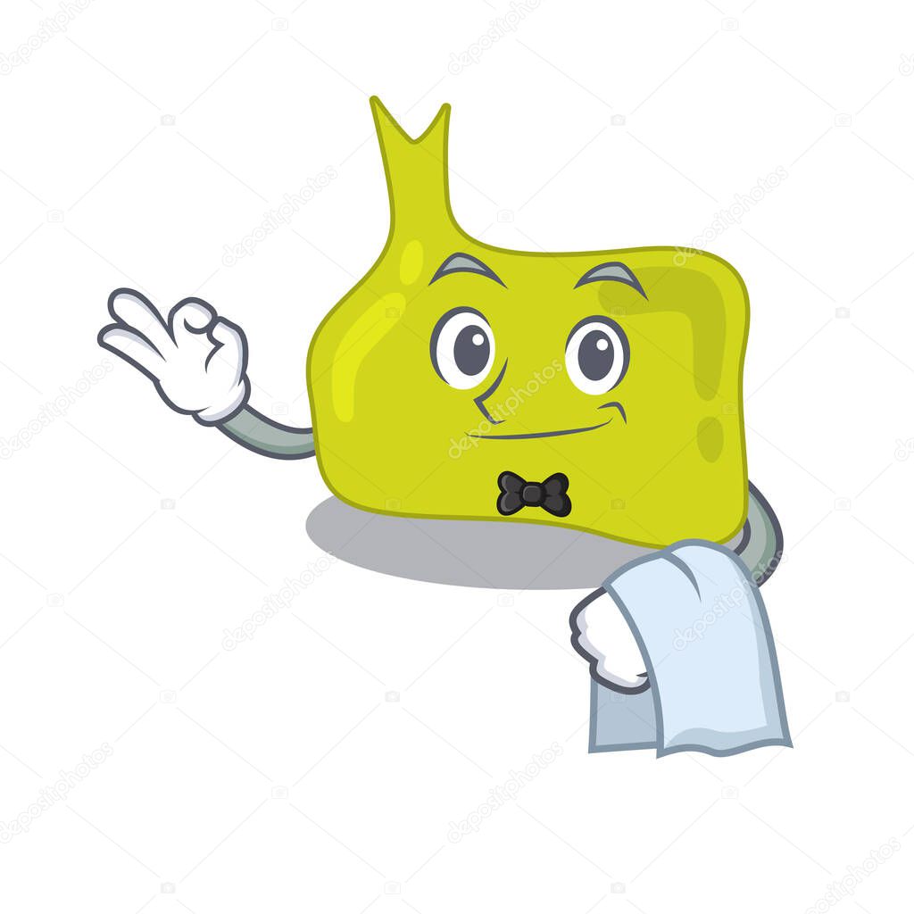 A cartoon picture of pituitary waiter with a white napkin. Vector illustration