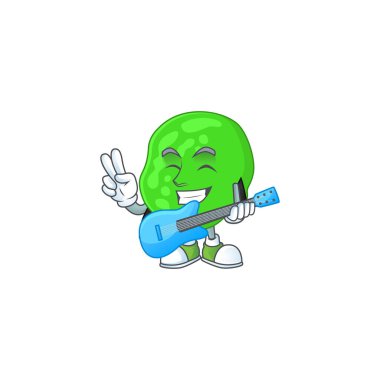 Sarcina ventriculli çizgi film karakteri gitar ile müzik çalar.