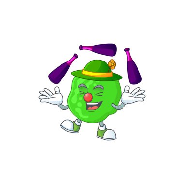 Sarcina ventriculli maskot çizimi sirkte hokkabazlık oynuyor.
