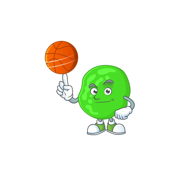 Um desportivo sarcina ventriculli mascote estilo de design jogando basquete na liga — Vetor de Stock