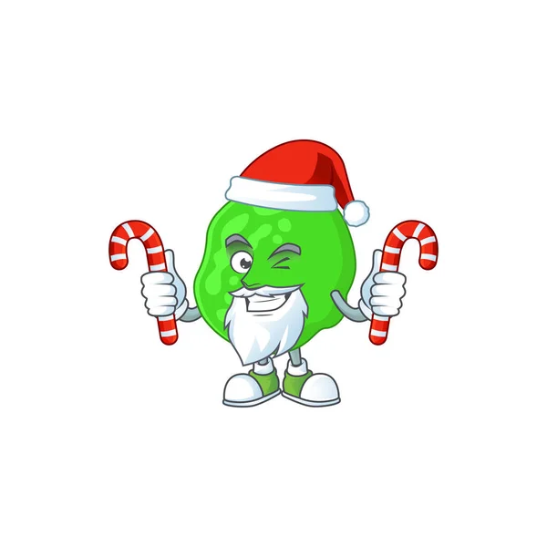 Karikatür karakteri Sarcina Ventriculli Noel Baba şekeri yiyor. — Stok Vektör