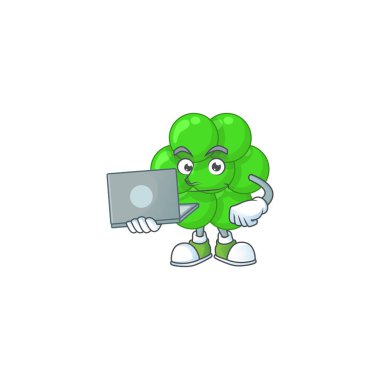 Çalışkan staphylococcus aureus çizim konsepti evde dizüstü bilgisayarla çalışıyor