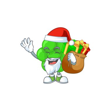 Noel Baba staphylococcus aureus Hediye çuvallarıyla çizim tasarımı