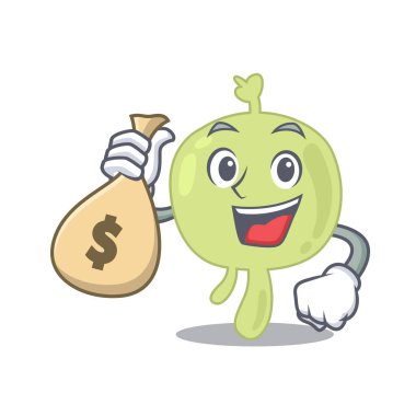 Çılgın zengin lenf nodu maskotu tasarımı Para çantaları var