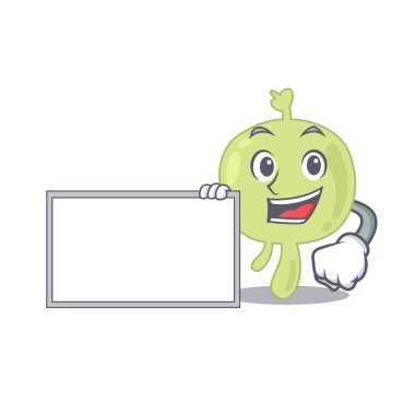 Bir tahtayı tutan lenf düğümünün çizgi film karakteri tasarımı