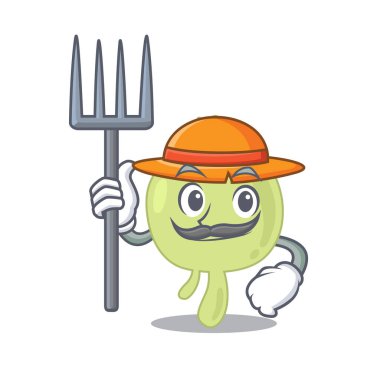 Lenf nodu maskotu tasarımı şapka takan bir çiftçi olarak çalışıyor.