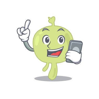 Lenf nodu karikatür karakteri telefonda arkadaşlarıyla konuşuyor