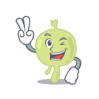 Mutlu lenf nodu çizgi film tasarımı konsepti iki parmak gösteriyor