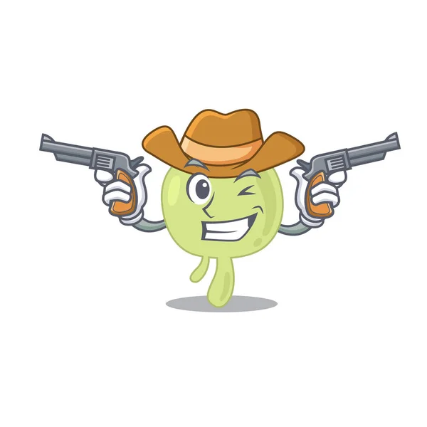 Cartoon character cowboy of lymph node with guns — Stock Vector