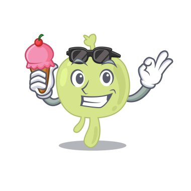 Dondurma tutan lenf düğümünün karikatür çizimi