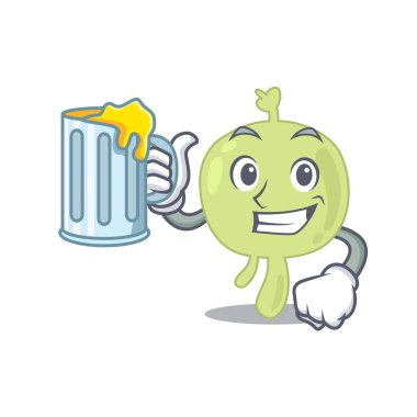 Bir bardak birayla birlikte lenf nodu çizgi filmi konsepti.