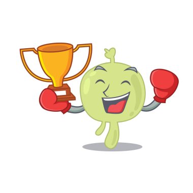 Lenf nodu karikatür tasarım konseptini kazanan zarif bir boks şampiyonu.