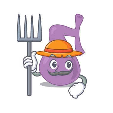 Safra kesesi maskotu tasarımı şapka takan bir çiftçi olarak çalışıyor.