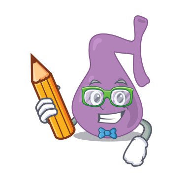 Zeki bir öğrenci safra kesesi çizgi film karakteri çalışması.