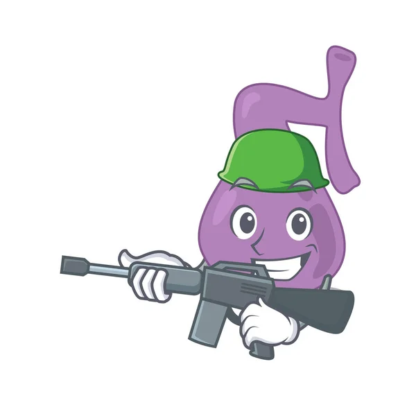 Um desenho animado da vesícula biliar do Exército segurando metralhadora — Vetor de Stock