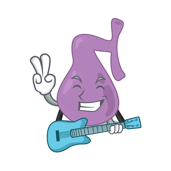 Brillante musicista di cistifellea disegno cartone animato suonare musica con una chitarra — Vettoriale Stock