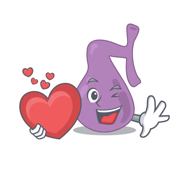 Un dulce vesícula biliar estilo personaje de dibujos animados sosteniendo un gran corazón — Archivo Imágenes Vectoriales