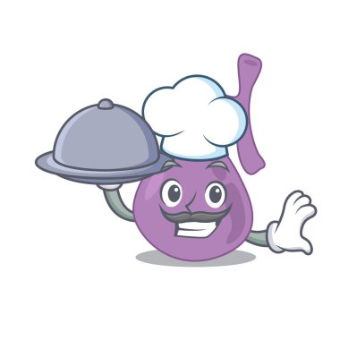 Maskot tasarımı. Safra kesesi şefi tepside yemek servisi yapıyor.