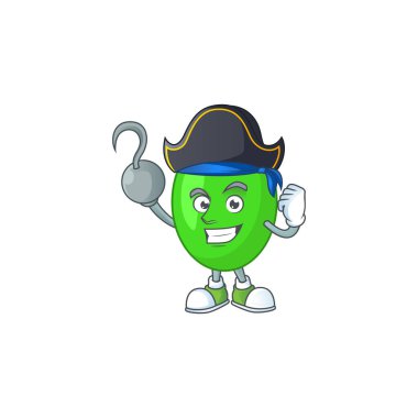 Bir korsan olarak tek eli kancalı bir maskot tasarımı.