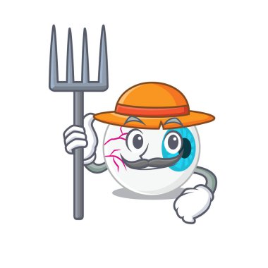 Göz maskotu tasarımı şapka takan bir çiftçi olarak çalışıyor.