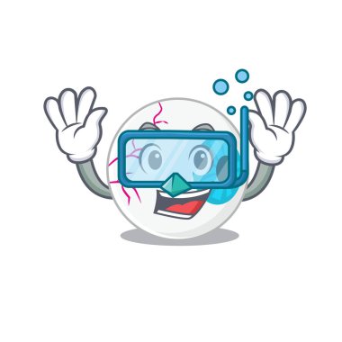 Göz maskotu tasarımı dalış gözlükleriyle yüzer