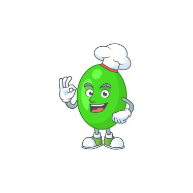 Tetrad şef çizgi film çizimi konsepti gururla beyaz şapka takıyor.